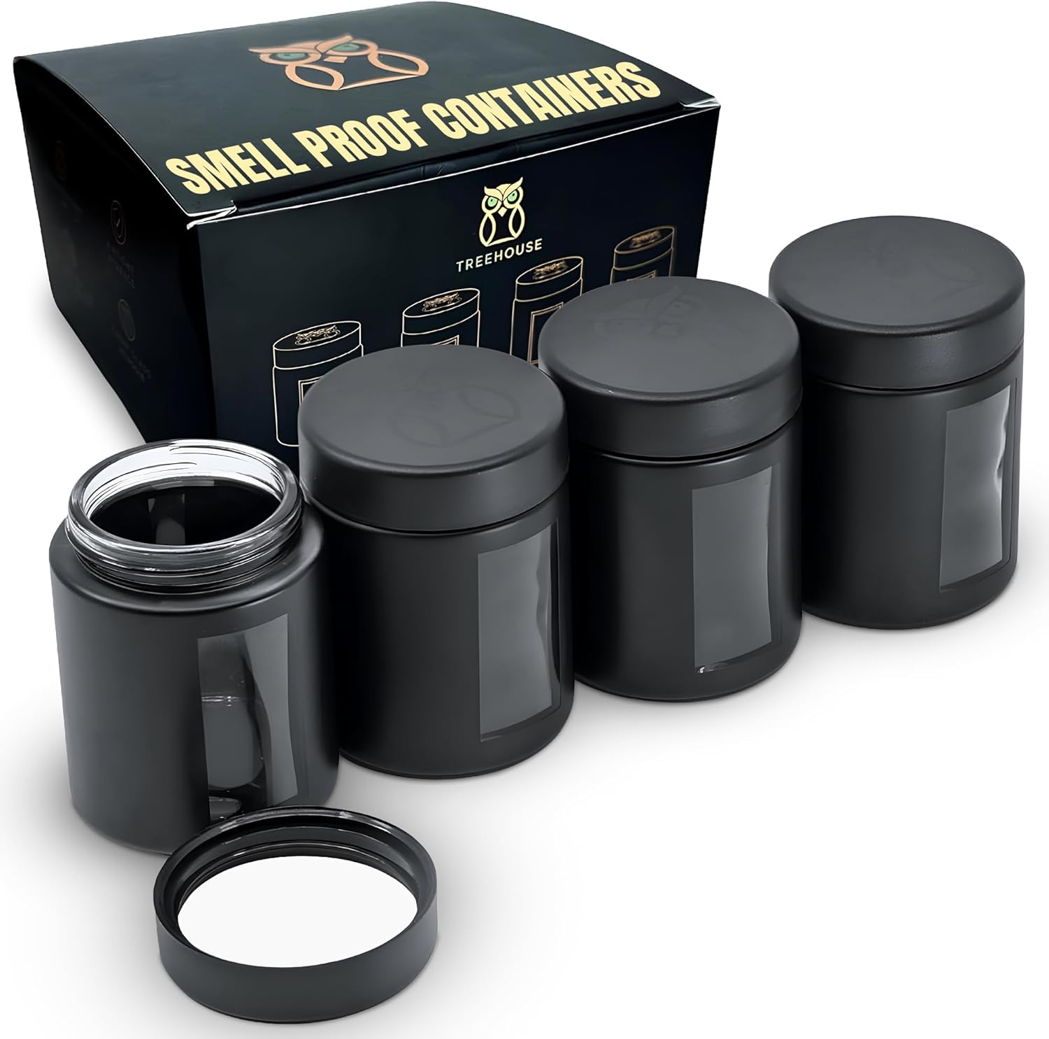 Glass Container Set - Treehouse Smell Proof Containers (120mL), Jars