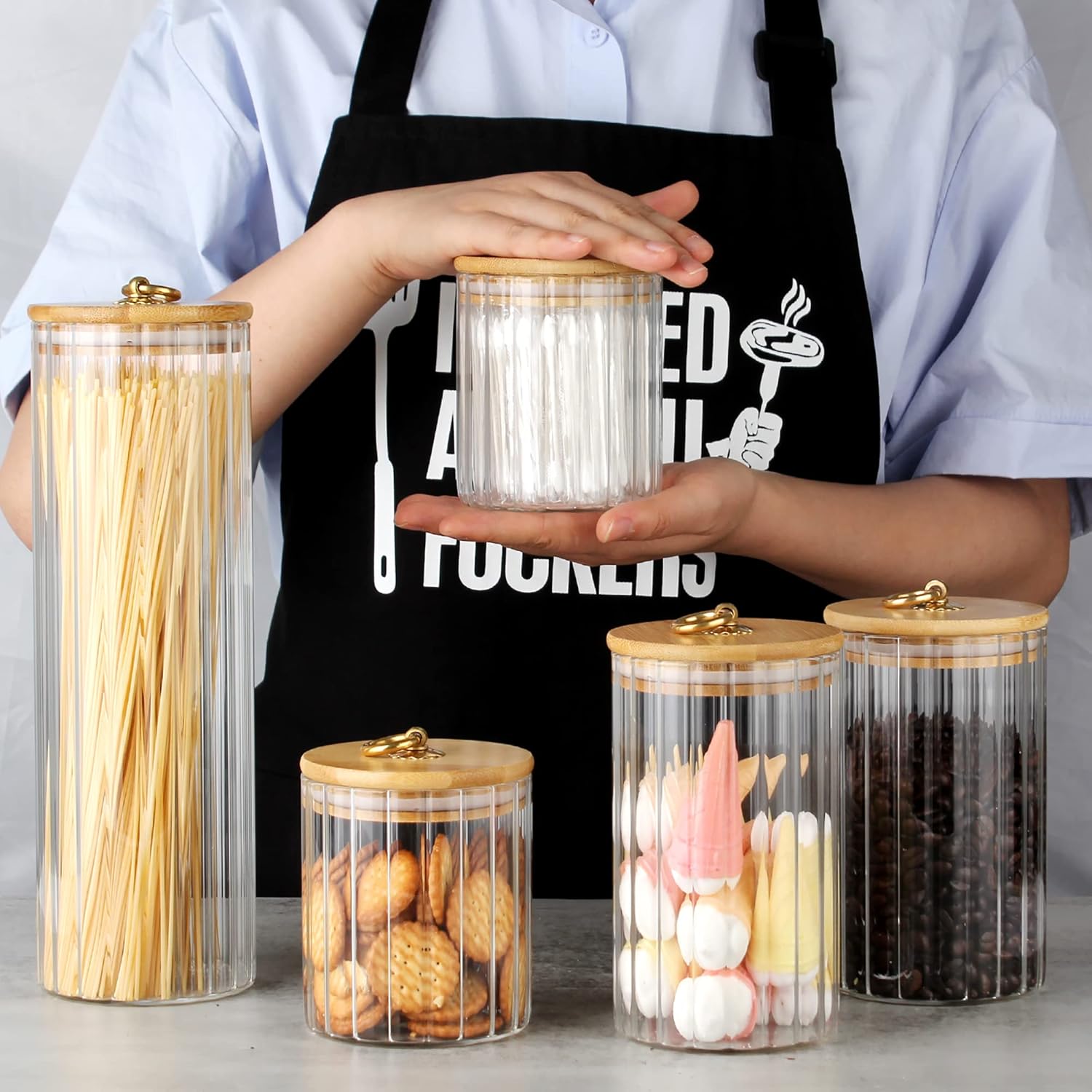 Glass Storage Jars Set of 5, D - Glass Container Set recensie en prijs