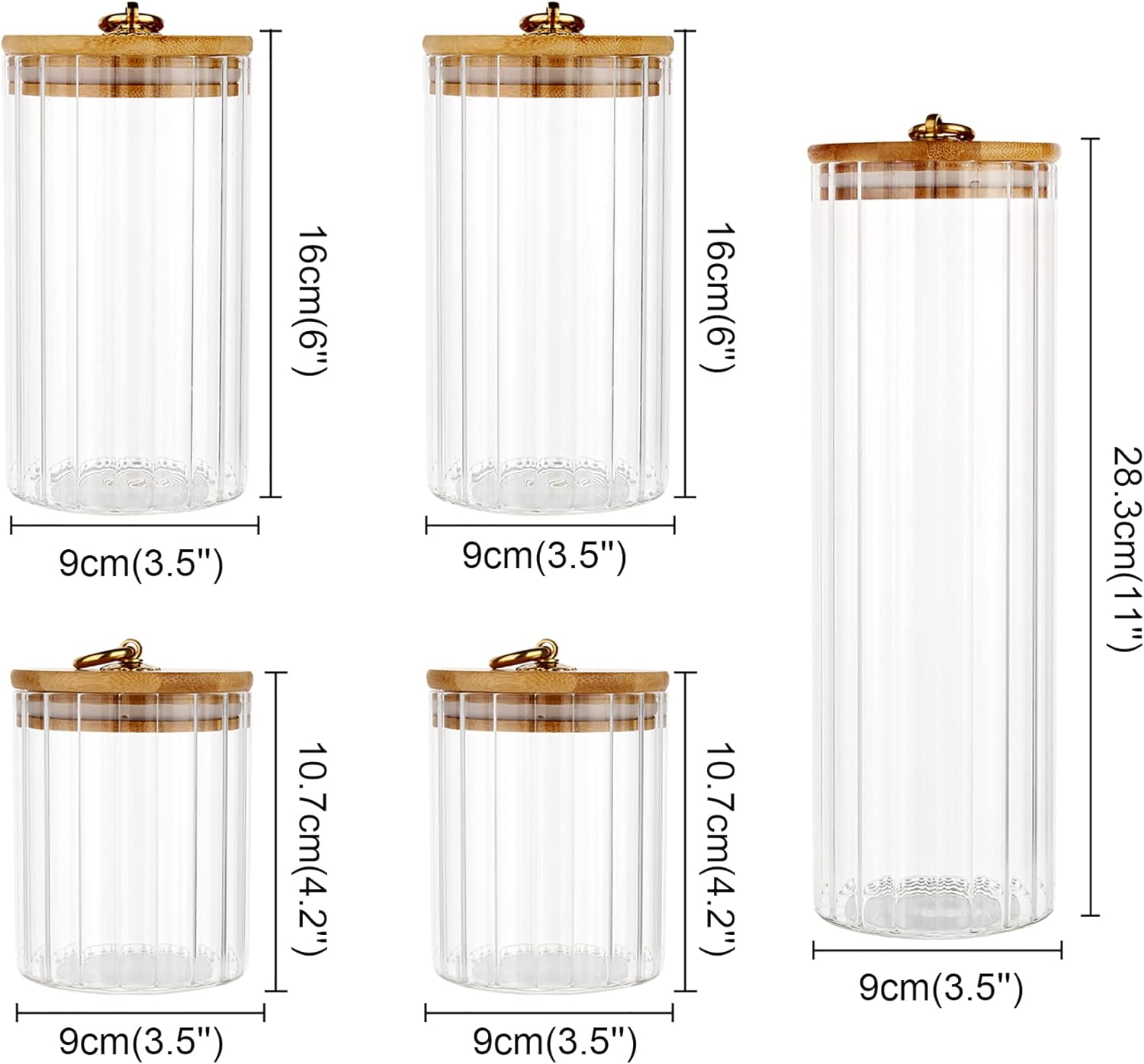 Glass Storage Jars Set of 5, D - Glass Container Set recensie en prijs