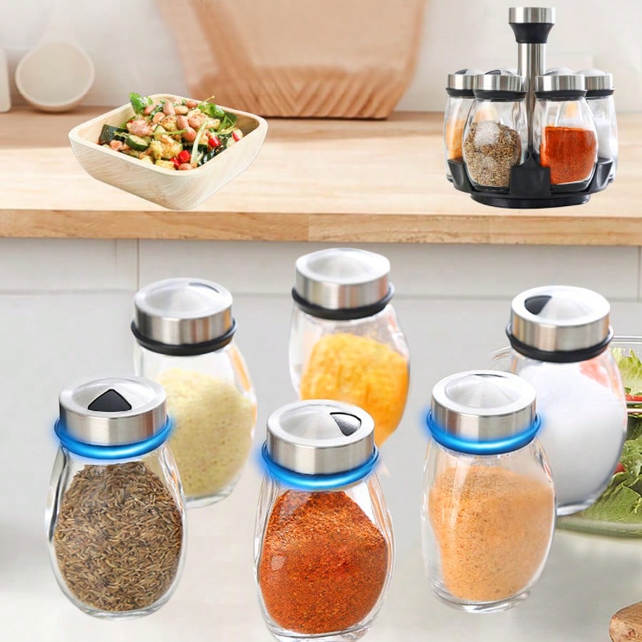 360° Rotating Spice Rack Tower - Glass Container Set recensie en prijs