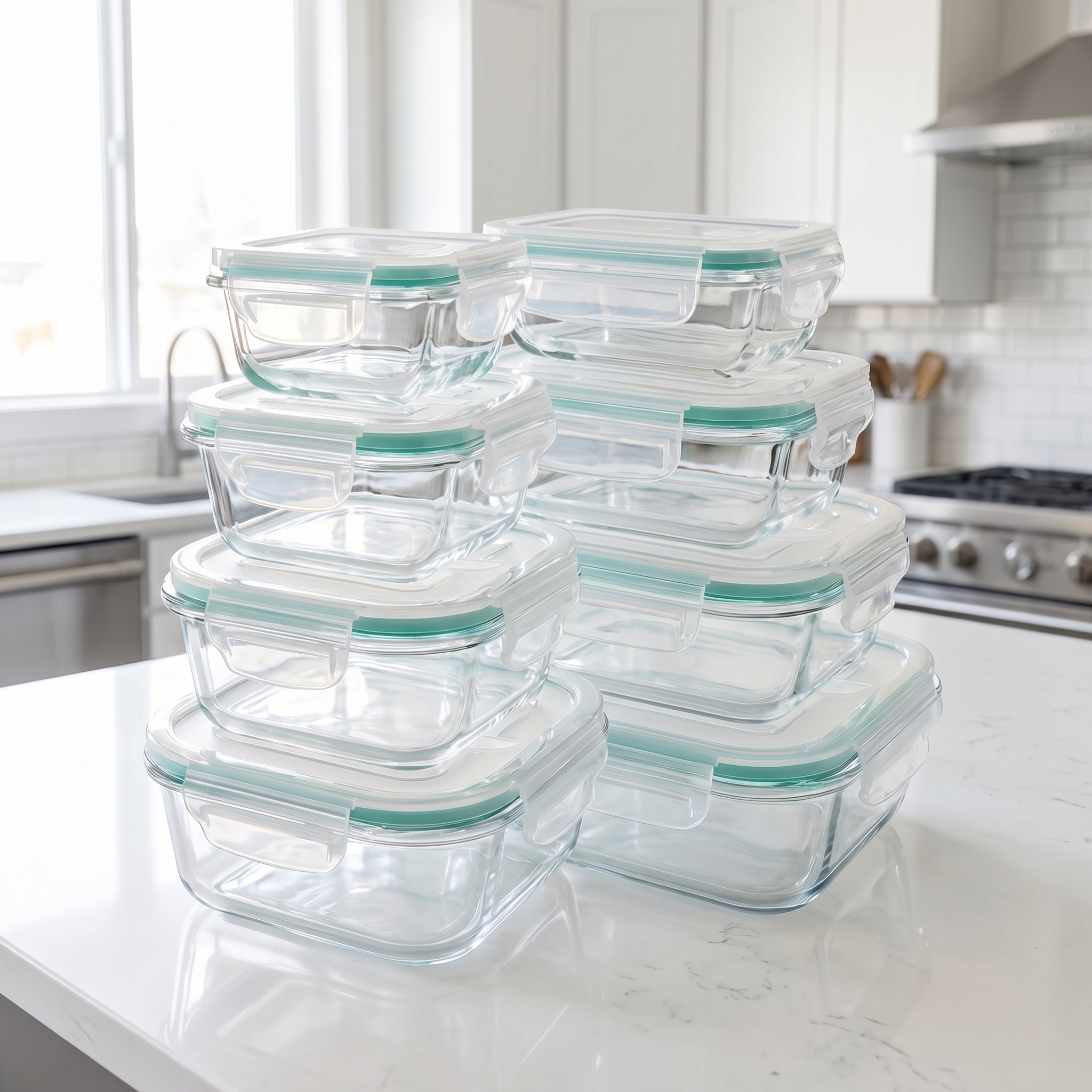 A set of 8 food storage contai - Glass Container Set recensie en prijs