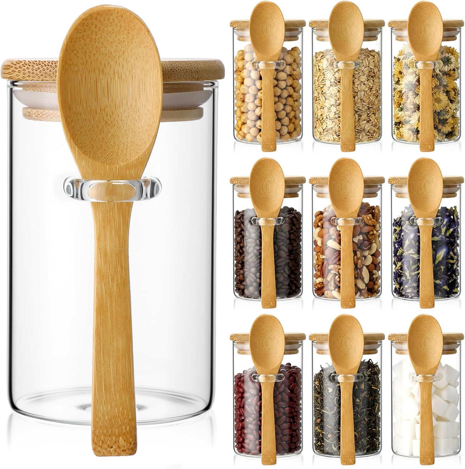 10 Pack Glass Jars with Bamboo - Glass Container Set recensie en prijs