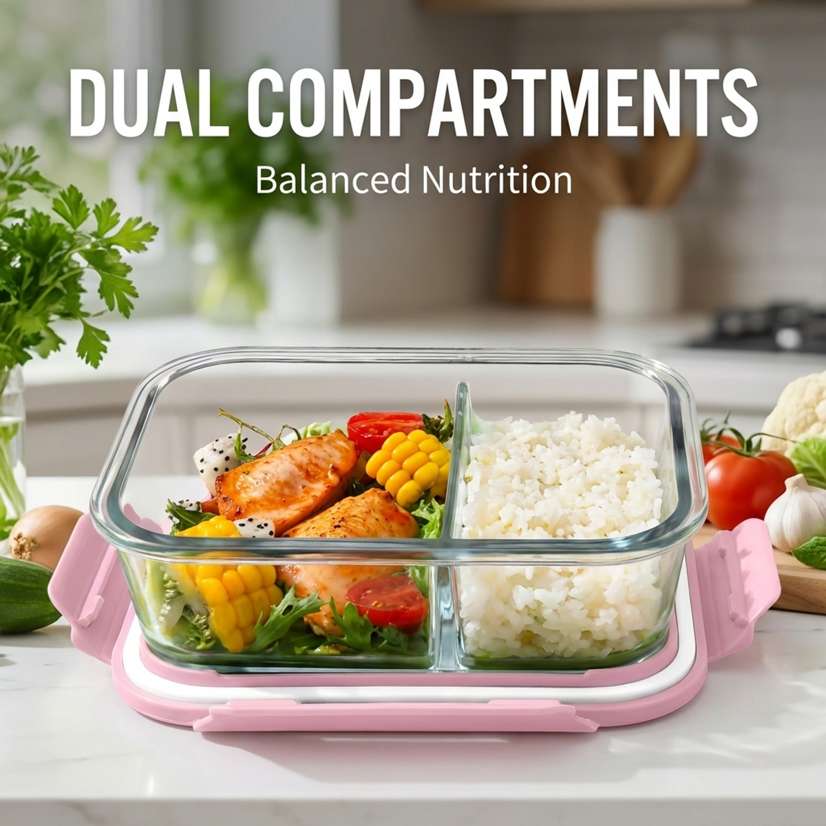Portable Pink Glass Meal Prep  - Meal Prep Easy Healthy recensie en prijs